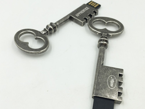 Metal Imprint Skeleton Key USB Flash Drive 8GB in Bronze Colour