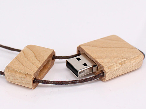 Custom Eco Friendly Lanyard Wood USB Flash Drives With Cap Giveaways