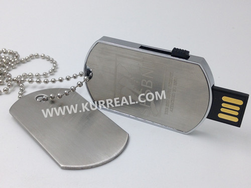 Metal Dog Tag USB Flash Drives Laser Engraved Logo Printing Souvenirs for Army