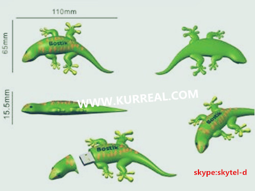 Unique Custom Made PVC Lizard Shape USB Flash Drives 8GB Gifts Giveaways Products