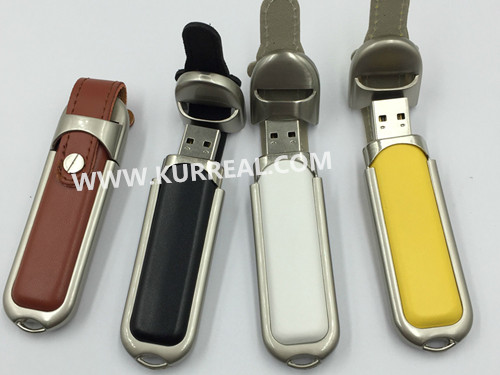 Promotional Customized Leather Buckle USB 2.0 Flash Drives 16GB Gifts Giveaways