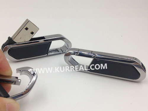 Foldout Carabiner Leather USB 2.0 Flash Drives 4GB Gadgets Giveaways Items