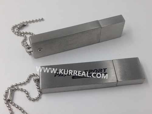 Chrome Stainless Metallic Custom USB Drives 8GB Key Chain Laser Engraved Printing