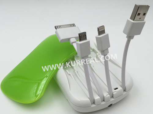 4000mah power banks with built in cables,plastic mobile phone chargers,conference giveaways