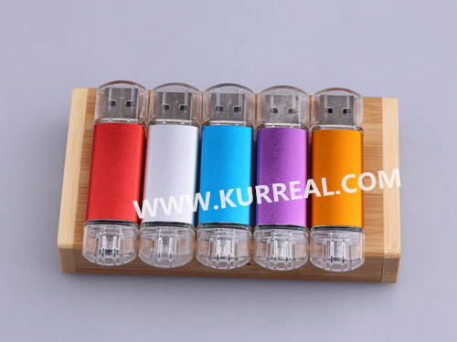 Imprint Metal USB Flash Drives Micro Usb Otg Combo for Mobile 4GB With Transparent Cap