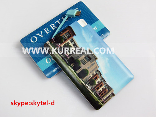 Impressive Corporate Gifts Items, Cheap Customized 2500 mAh Slim Credit Card Power Banks Digital Colour Printing