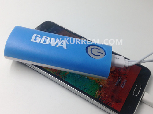 Custom Promotional Power Banks 2600 mAh in Blue Colour Gift Sets For Spain BBVA Banking