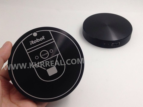 Elegance Custom Aluminum Circular Power Banks 6000mAh In Black Gifts For US Irobot Consumer Robots Company