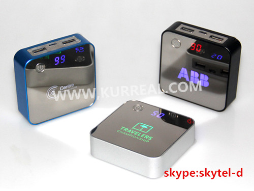 customized power banks,led light up logo powerbanks with dual usb ports,conference gifts