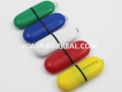 Promo Custom Plastic Pod USB Flash Drives With Keyring In Plastic Finish