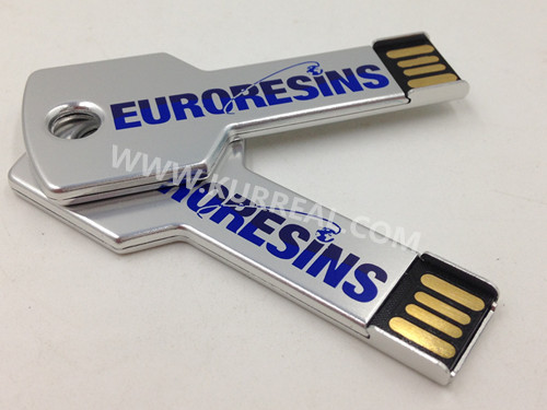 4GB Metal Key USB Flash Drives Silver Corporate Gifts For German Euroresins International GmbH Chemical Company