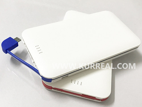 New Ultra Slim Credit Card Power Banks With Built In Micro USB Cable 5000mAh