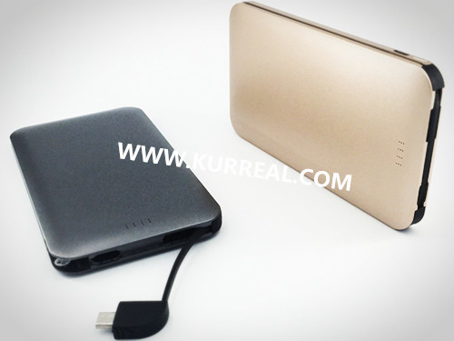 ultra slim power banks built in usb cable 5000mah,super thin emergency battery chargers,conference gifts