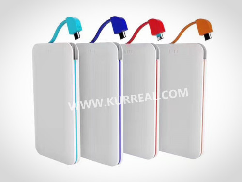 power banks built in usb cable 5000mah,ultra slim mobile chargers,powerbanks conference gifts