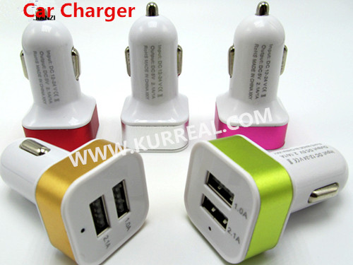 Colourful Imprint Custom Dual USB Ports Auto Car Chargers Gifts Giveaways Sets