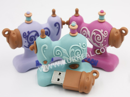 Custom 3D PVC Sewing Machine USB Flash Drives 4GB Gifts Giveaways For Sewing Machine Manufacturers