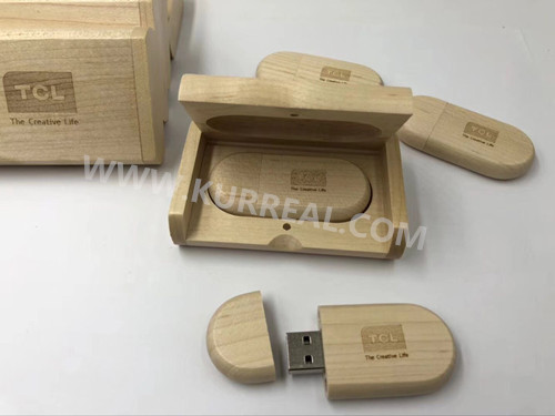 Eco Friendly Oval Wood USB Flash Drives Memory Sticks 8GB Corporate Gifts Giveaways for TCL Consumer Electronics Company