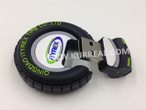 Creative 3D PVC Customized Tire Shaped USB Flash Drives Memory Sticks 16GB Gifts