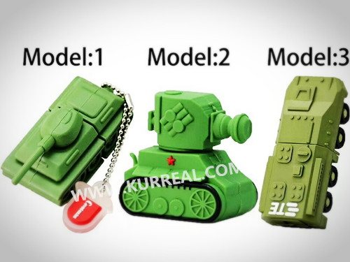 Unusual Customized 3D PVC Tank Shaped USB Flash Drives 8GB Gifts Giveaways For Military Manufacturers