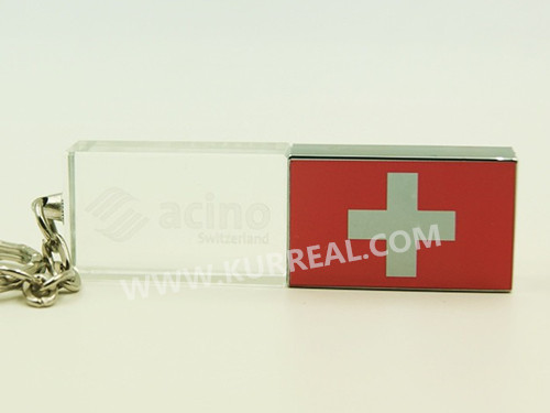 Led Light Up Logo Crystal USB Flash Drives 8GB Gifts Giveaways For Swiss Acino Pharmaceutical Company