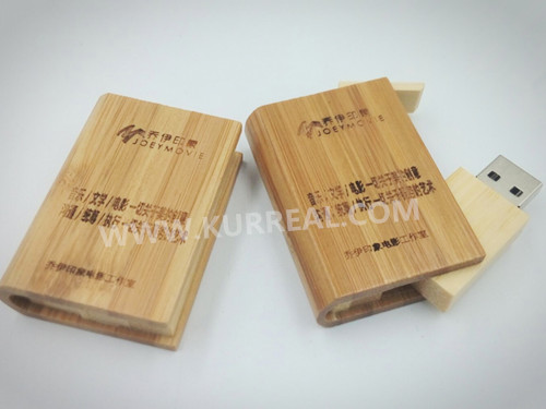 Environmental Wood Book Style USB Flash Drives 8GB Laser Engraved Printing