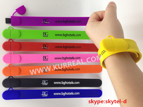 Promotional Customized Silicone Slap Wristband Bracelet USB Flash Drives Gifts Giveaways Or Souvenirs