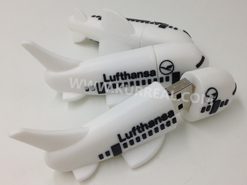 Custom PVC 3D Airplane USB Flash Drives 8GB Gifts For German Lufthansa Airline Company