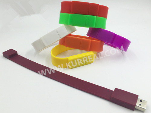 Custom Slim Bracelet USB 2.0 Flash Drives 16GB Rubber