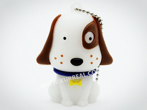 Custom 3D PVC Puppy Dog Shaped USB 2.0 Flash Drives 8GB With Keyring