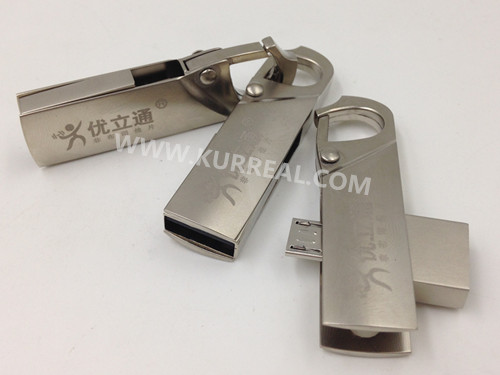 Customized Mini Twist OTG USB Flash Drives Memory Sticks With Carabiner for Android Cellphone 16GB