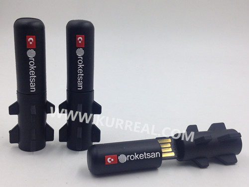 Unique Custom PVC 3D Missile Promosyon USB Bellek Flash Drives Gifts Giveaways For Weapon Manufacturers