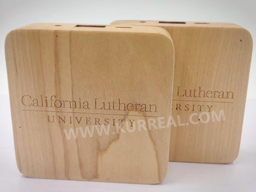 Promo Customized Square Wood Power Banks Chargers 5200mAh Gifts For California Lutheran University