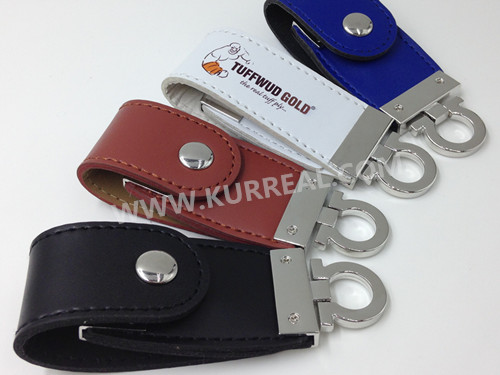 Genuine Keychain Leather USB Flash Drives 16GB Hot Stamping Merchandise Items