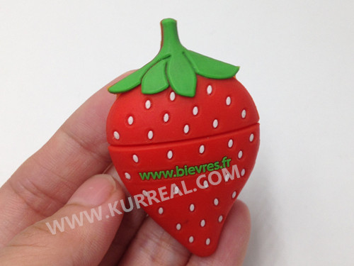 Custom 3D PVC Strawberry USB Flash Drives Gifts Giveaways For Fruit Strawberry Farm