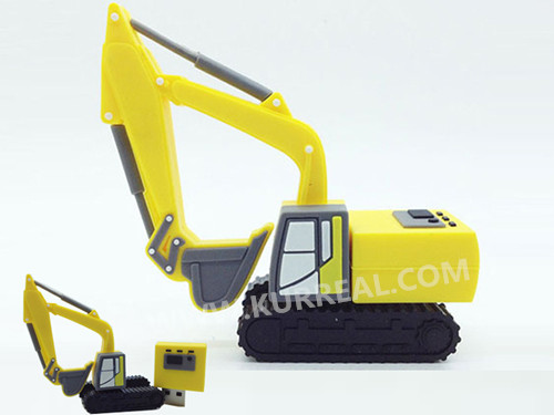 Custom 3D PVC Backhoe Loader USB Flash Drives Gifts Giveaways For Machinery Manufacturers