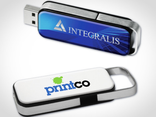 Custom 16GB Sliding Metal USB Flash Drives With Epoxy Dome Sticker Gifts Giveaways