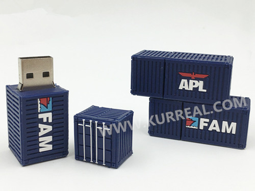 Customized PVC Container USB Flash Drives Gifts Giveaways For Singapore APL Ocean Carrier Maritime Company