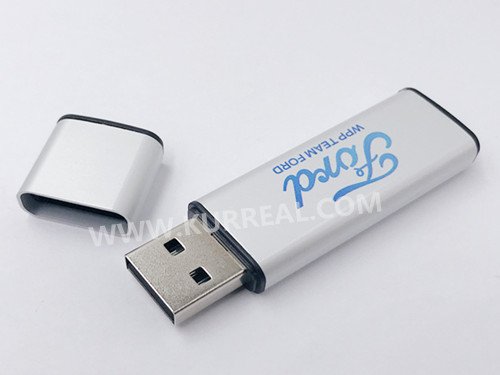 USB 2.0 Rectangle Aluminum Flash Drives AL With Silver Cap 8GB Gifts For U.S Ford Mortor Company