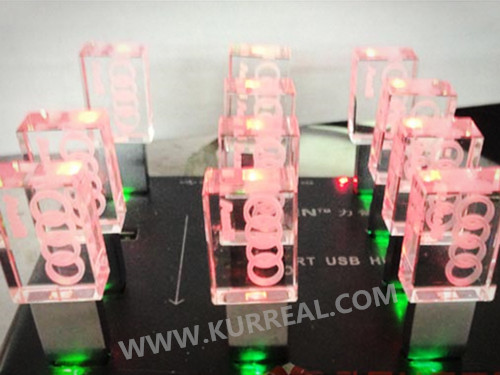 Charming Led Light Up Logo Crystal USB Flash Drives Metal Cap Factory Wholesale