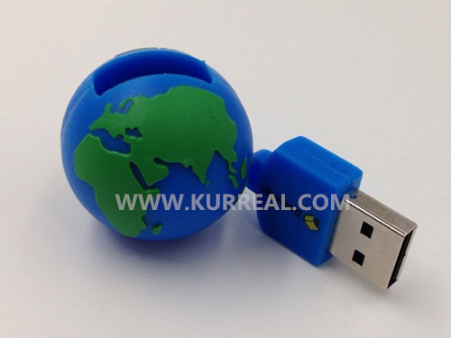 Funny Customized 3D PVC Earth Globe USB Fslash Drives Gifts Giveaway