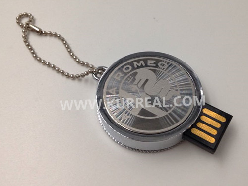 Promo Circle Customized Swivel Metal USB Flash Drives Key Ring Gifts Giveaways Ideas