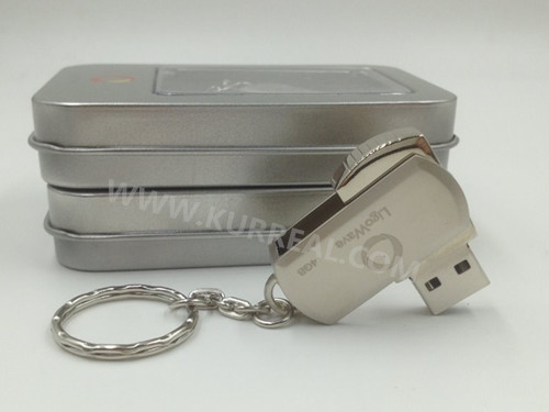 Promotional Customized Zinc Alloy Metal Swivel USB Flash Drives With Keychain Gifts Giveaways