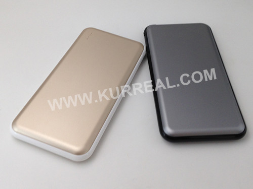 Elegant Custom Aluminum Ultra Slim Mobile Charger Power Banks 10000mAh With Built In Cable