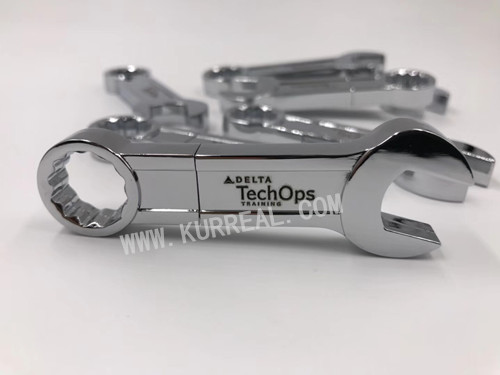 Metal Combination Wrench Shaped USB Flash Drives 8GB Silk Screen Gifts For U.S. Delta TechOps Airline Company