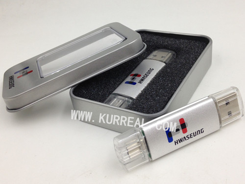 Metal 2 In 1 Android Smartphone Micro OTG USB Flash Drives 8GB Gifts For Korea Hwaseung Group Automobile Company