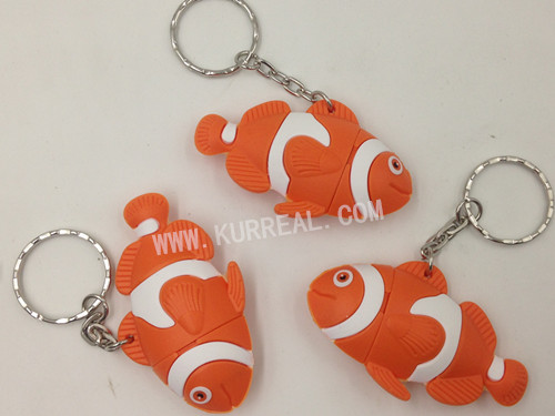 Unique Customized Fish Shaped USB Flash Drives 16GB With Keychain Gifts Giveaways