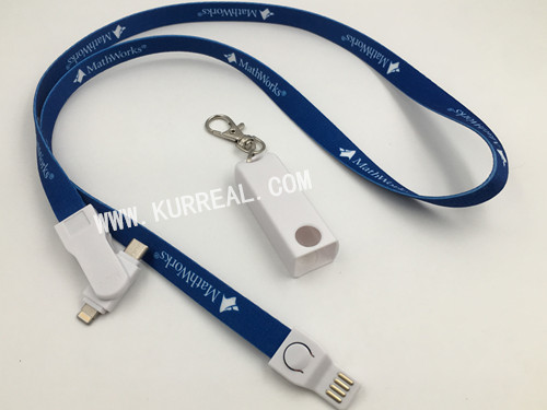 Fashionable 3 In 1 USB Charging Cables Lanyards Advertising Merchandise